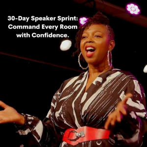 Confident speaker delivering a presentation – 30-Day Speaker Sprint